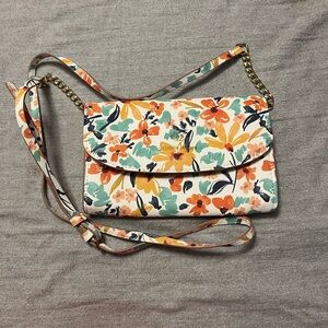 Floral Crossbody Bag with Gold Chain Strap